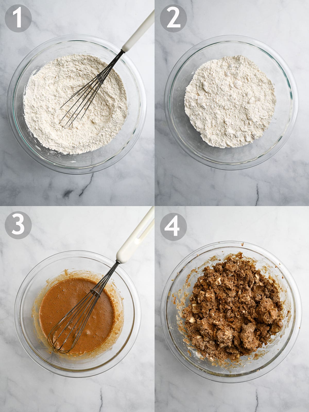 Steps to make scones including mixing dry ingredients, and adding butter and other dry ingredients.